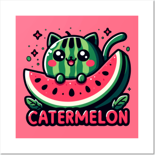 Catermelon Fruity Watermelon Cat Posters and Art